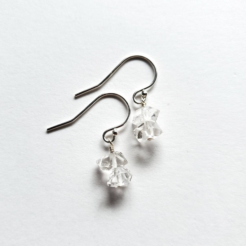 Petite Herkimer Diamond Earrings, Sparkly Dangle Drop Jewelry, Special Occasion, Wedding Bridal Style, Shop Local Seattle, Ready Ship image 1