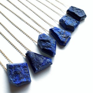 Geometric Raw Dark Blue Lapis Lazuli Gold Fill Necklace, Natural Gemstone Jewelry, Ready Ship Holiday, Seattle Gift for Her, 30 inch length image 6