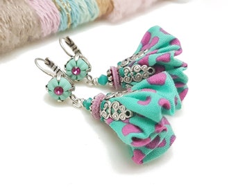 Light-weight earrings from polymer clay and fabric