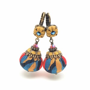 Boucles d'oreilles en tissu Liberty of London et argile polymère image 1