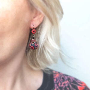 Boucles d'oreilles pendantes en tissu Liberty of London et pâte polymère image 8