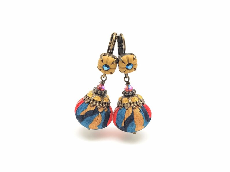 Liberty of London fabric and polymer clay earrings image 1