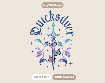 Quicksilver Butterfly Sword PNG | Fae & Alchemy Series Inspired | Bookish Digital Download