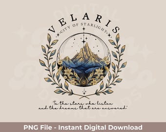Velaris City Of Starlight PNG | Acotar A Court Of Thorns And Roses PNG | Bookish Lovers PNG | Includes Black And Gold & Back Spines!