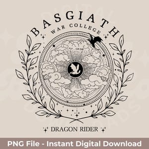 Basgiath War College PNG | Fourth Wing, Iron Flame And Onyx Storm PNG | Basgiath Dragon Rider | Bookish Lovers PNG | Black & White Included!
