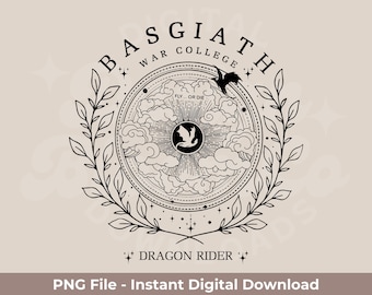 Basgiath War College PNG | Fourth Wing, Iron Flame And Onyx Storm PNG | Basgiath Dragon Rider | Bookish Lovers PNG | Black & White Included!