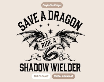 Salva a un dragón, cabalga sobre un portador de sombras PNG / Inspirado en la Cuarta Ala / Descarga digital literaria