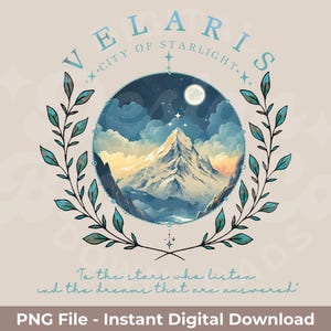 Velaris City of Starlight PNG - ACOTAR Mountain Design (Digital Download)
