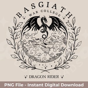 Basgiath War College PNG | Fourth Wing, Iron Flame And Onyx Storm PNG | Basgiath Dragon Rider | Includes Black And White At 300DPI!