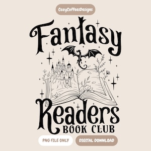 Fantasy Readers Book Club PNG | Boklig digital nedladdning