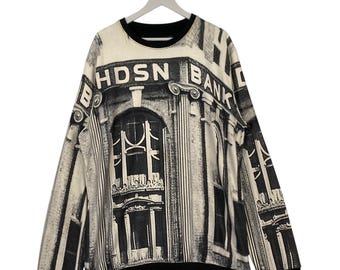 Vintage Hudson Crewneck Sweatshirt Schwarz/Weiss Pullover Grösse L