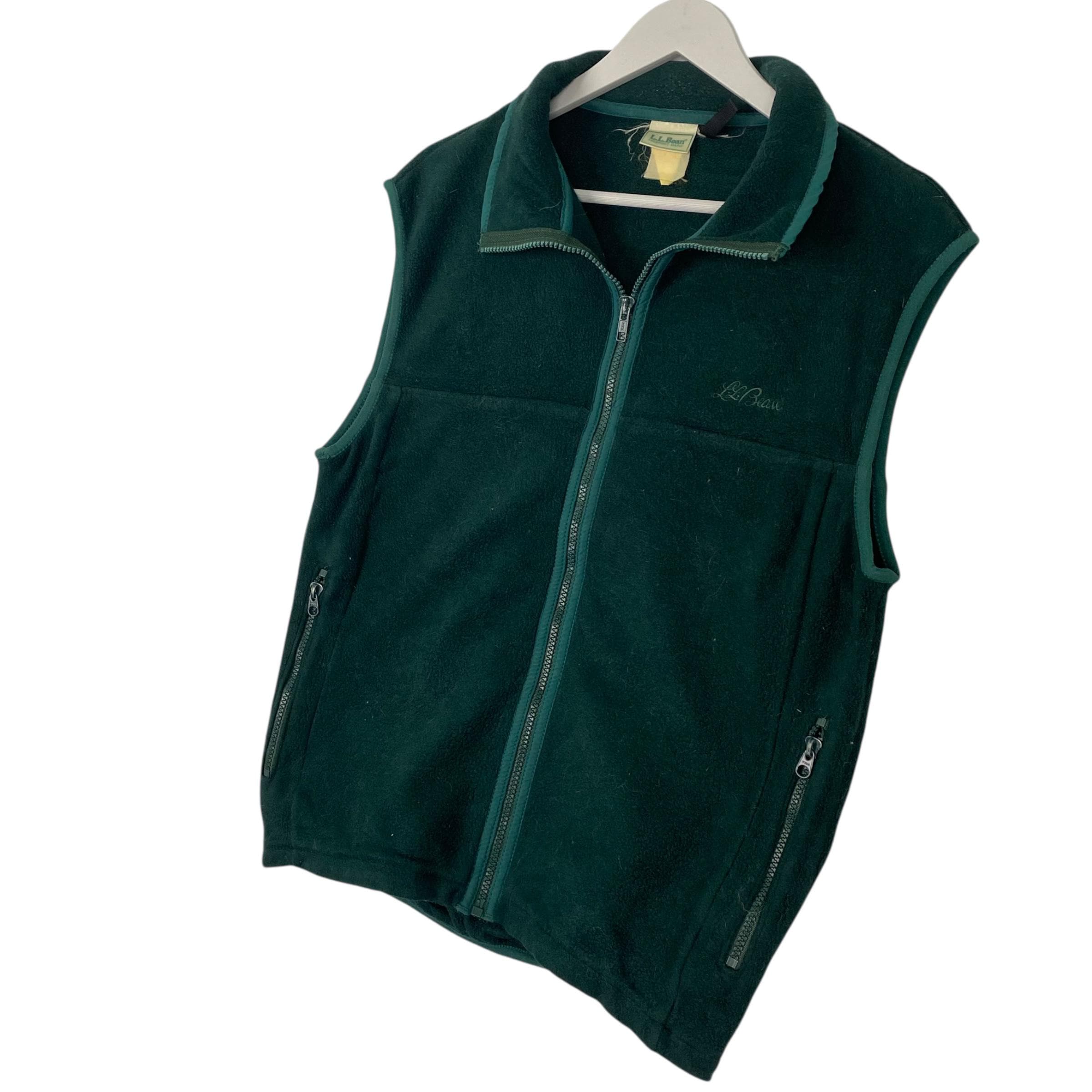 80s90s エルエルビーン フリースベスト USA製 L グリーン フルジップ ヴィンテージ 90年代 LL Bean フリースベスト フルジップ グリーン