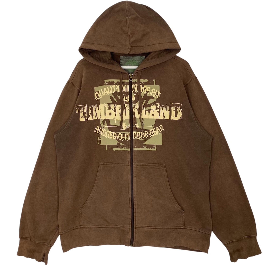 90s Timberland performance ジップパーカー L Vintage Timberland Full Zip Hoodie Sweater Brown Big Logo Pullover