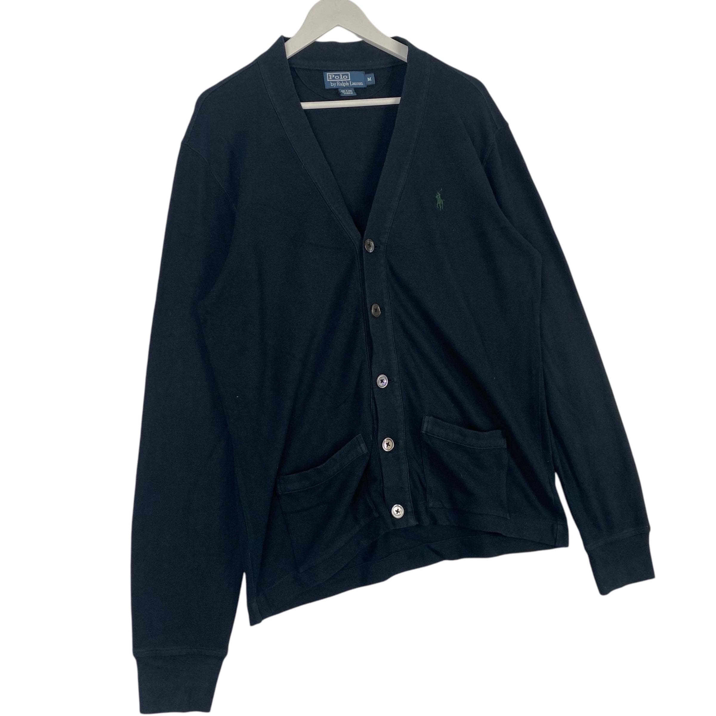 Vintage Ralph Lauren Polo Cardigan: Embroidered Black Pullover