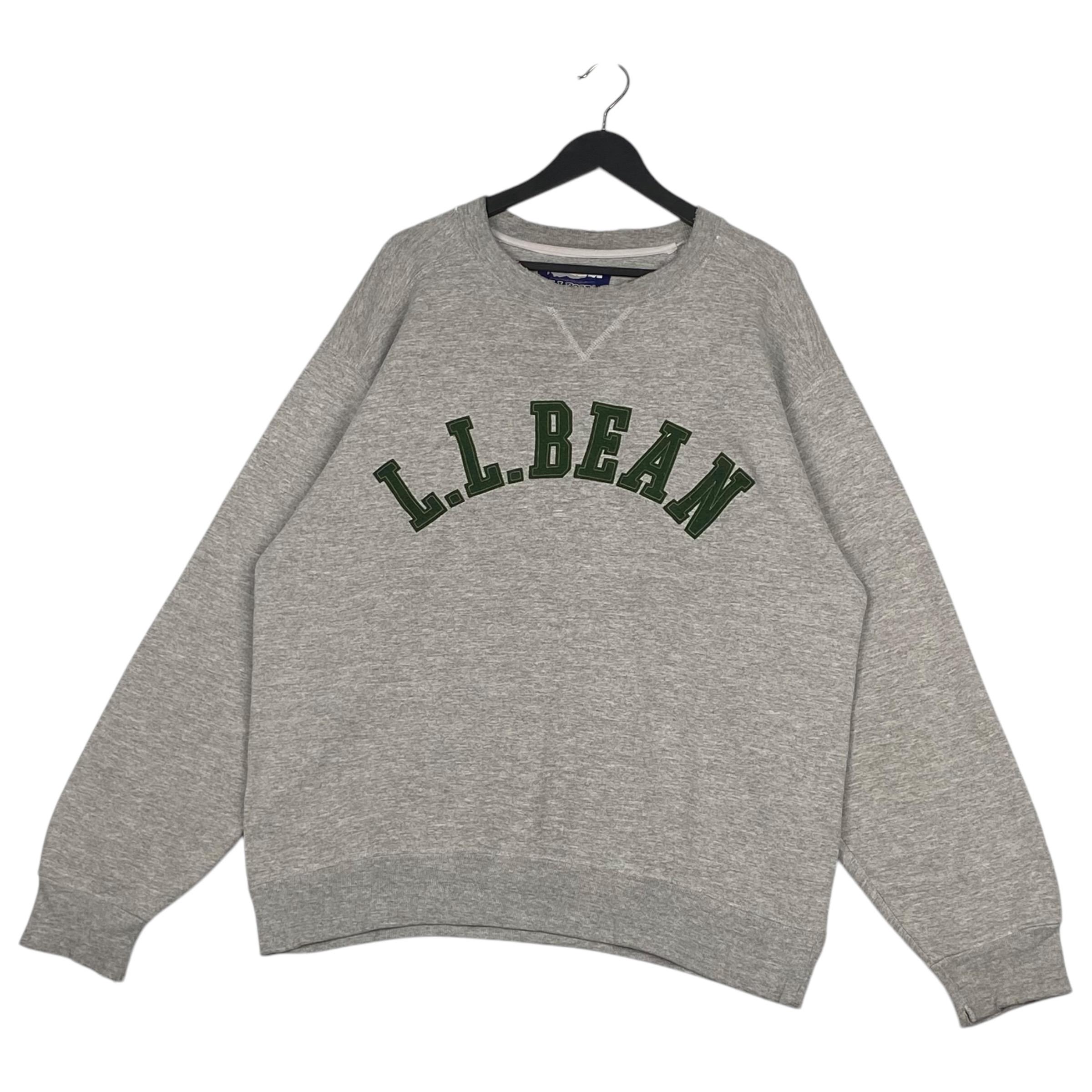 Vintage L.L Bean Big Logo Embroidered Crewneck Sweatshirt Gray 