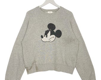 Vintage Disney Mickey Mouse Crewneck Sweatshirt Gray Pullover Jumper Size S