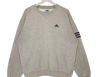 Vintage Adidas Embroidery Crewneck Sweatshirt Gray Pullover Jumper Size M