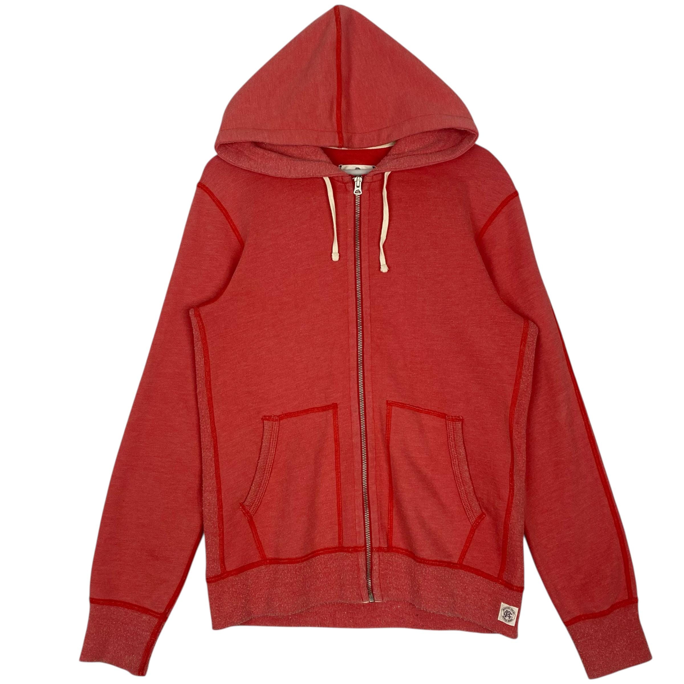 Vintage Reigning Champ Canada Full Zip Hoodie Sweater Plain Red 