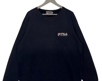 Vintage Fila sweater met ronde hals marineblauwe trui, maat L