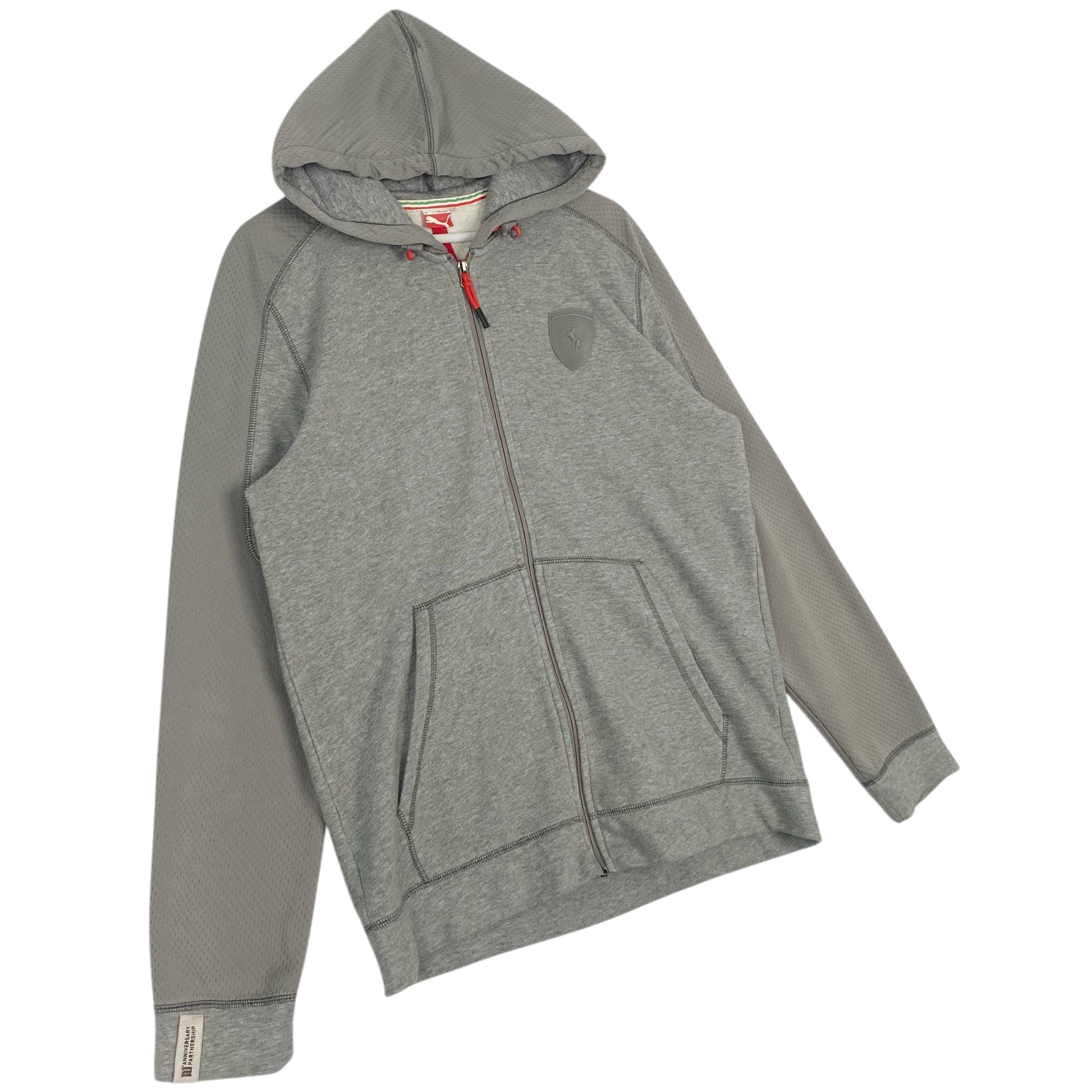 Vintage Puma Ferrari Hoodie Sweater Full Zip Grey Pullover Jumper