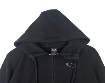 Vintage Oakley Black Full Zip Hoodie Sweater Small Logo Pullover