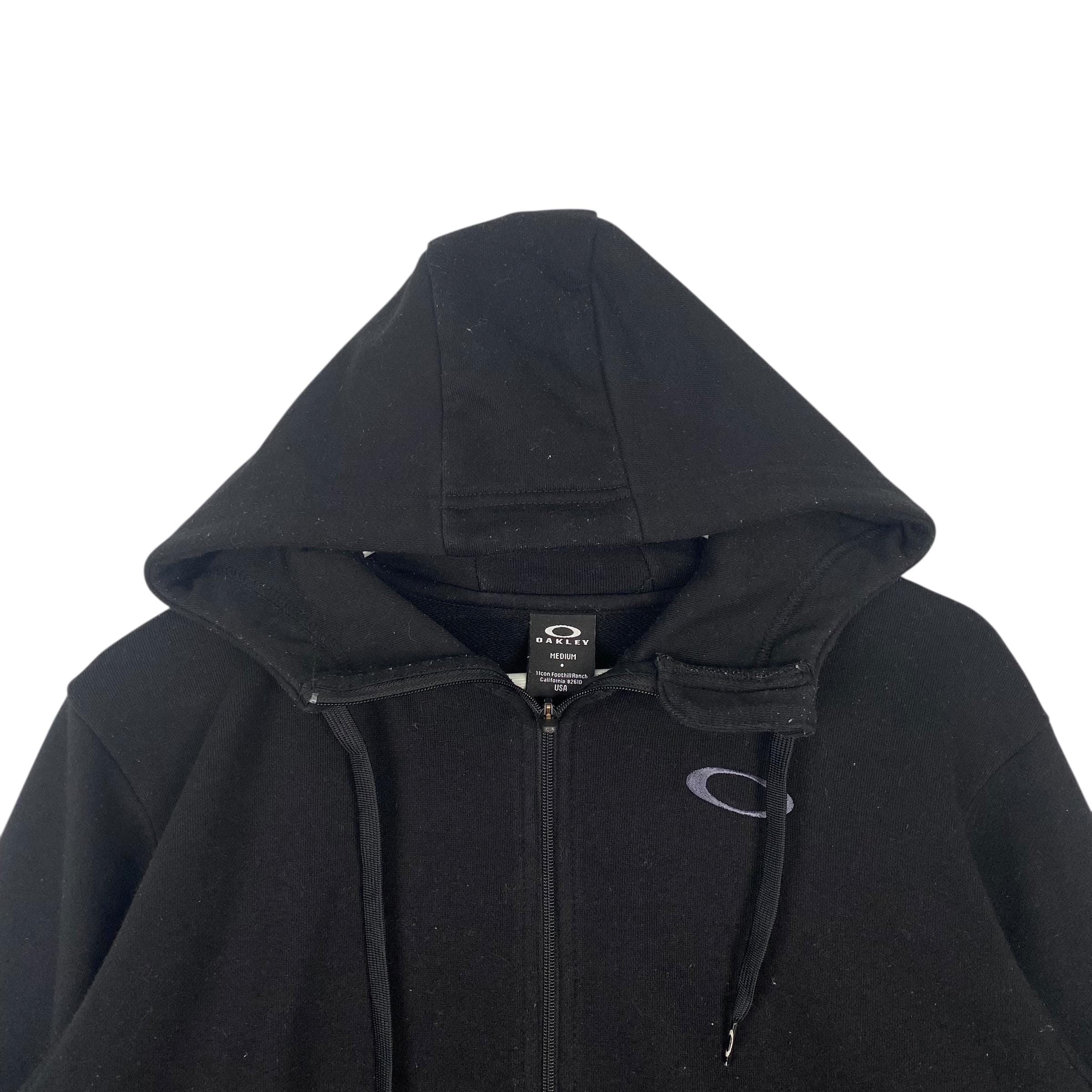 Vintage Oakley Black Full Zip Hoodie Sweater Small Logo Pullover 