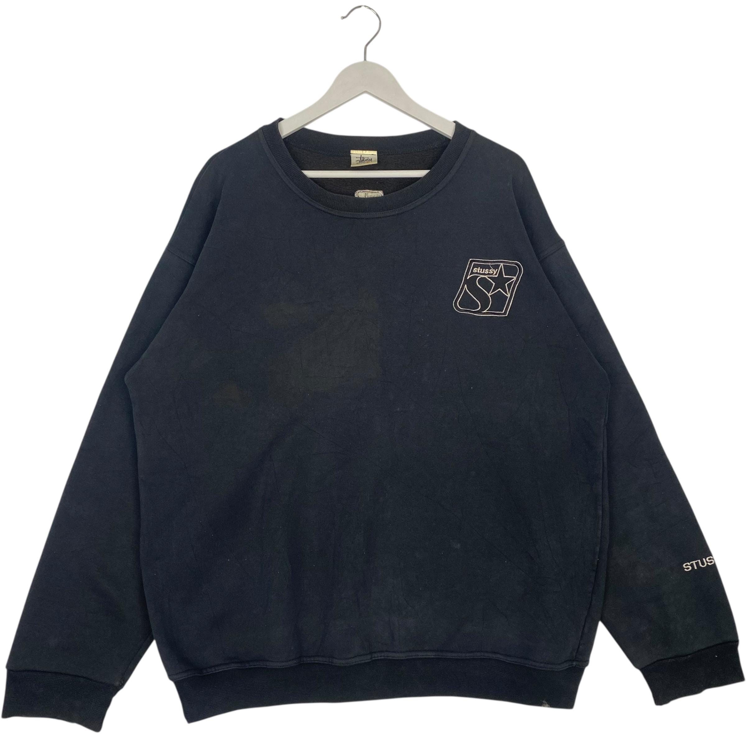 Vintage 90s Stussy Sweatshirt Crewneck Black Big Logo Made in