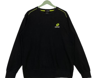 Vintage Lotto Printed Crewneck Sweatshirt Black Pullover Jumper Size XL