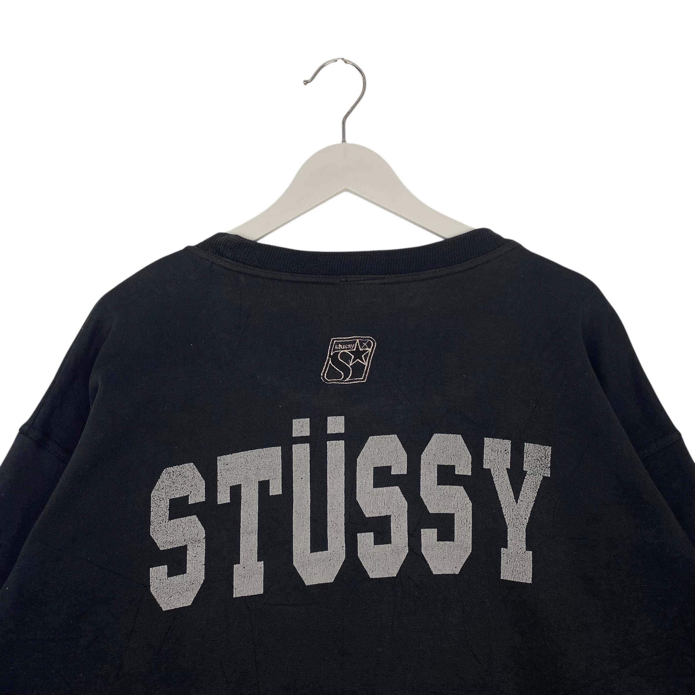 Vintage 90s Stussy Sweatshirt Crewneck Black Big Logo Made in