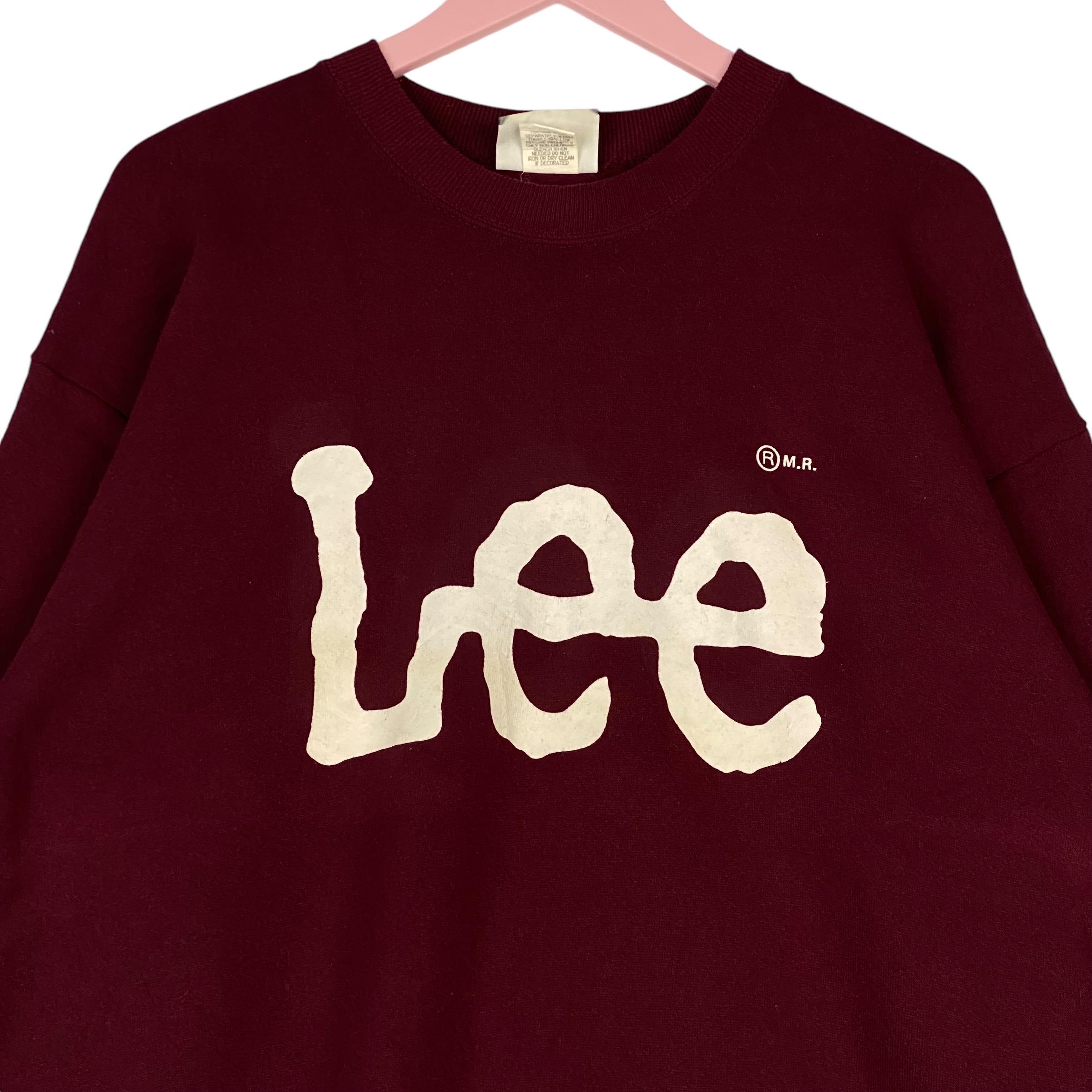 Vintage Lee Printed Crewneck Sweatshirt Maroon Pullover Jumper 