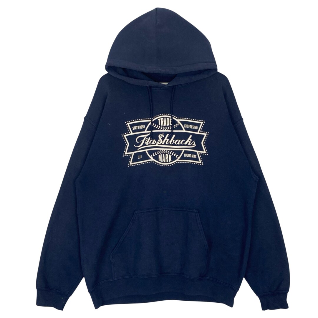 Vintage Flashbacks Fresno Hoodie Sweater Navy Blue Pullover Jumper