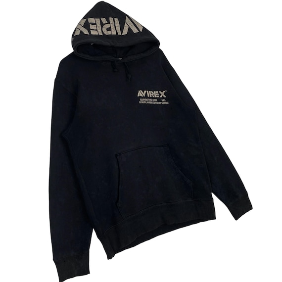 Vintage Avirex Hoodie Sweater Black Pullover Jumper Size M - Etsy