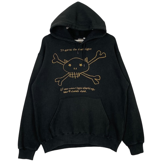 Vintage Brat Skull Japan Hoodie Sweater Black Pullover Jumper Size