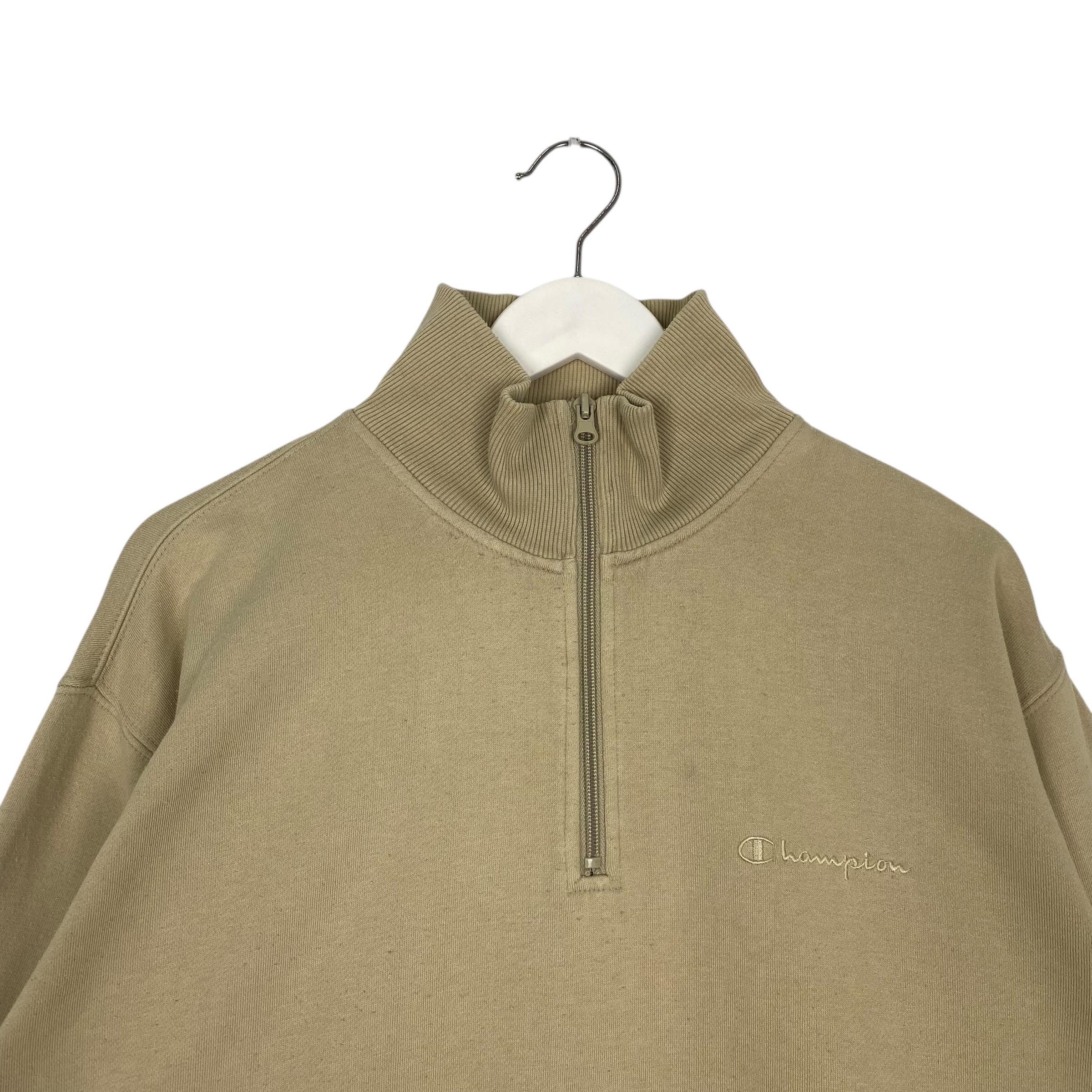 Vintage Champion Half Zipper Sweatshirt Brown Small Logo