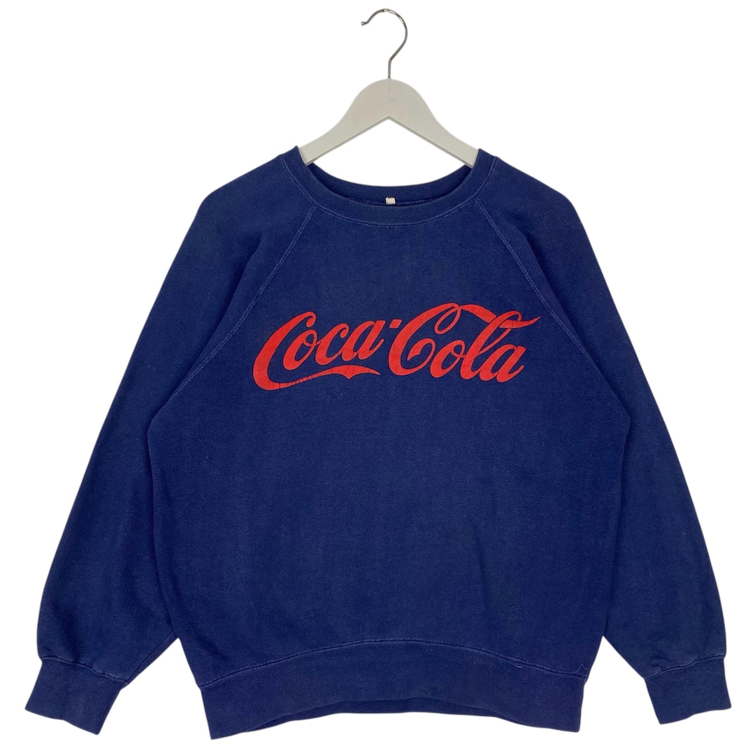 Vintage Coca Cola Printed Sweatshirt Crewneck Navy Blue Pullover