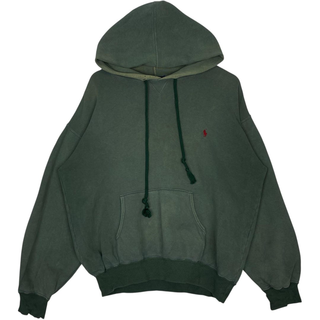 Vintage Polo Ralph Lauren Full Zip Hoodie: Green Pony Logo, Size L