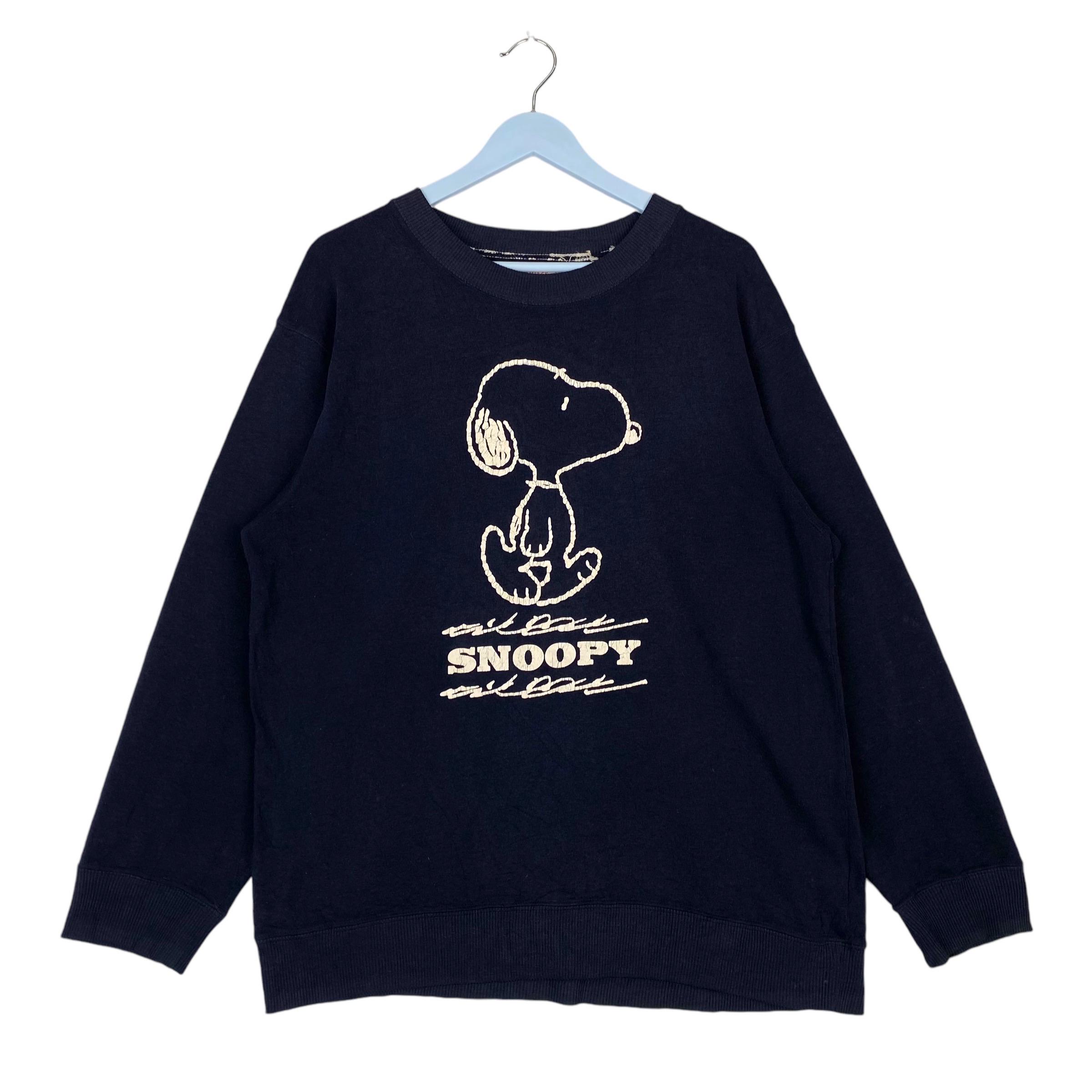 Vintage Peanuts Snoopy Printed Crewneck Sweatshirt Navy Blue