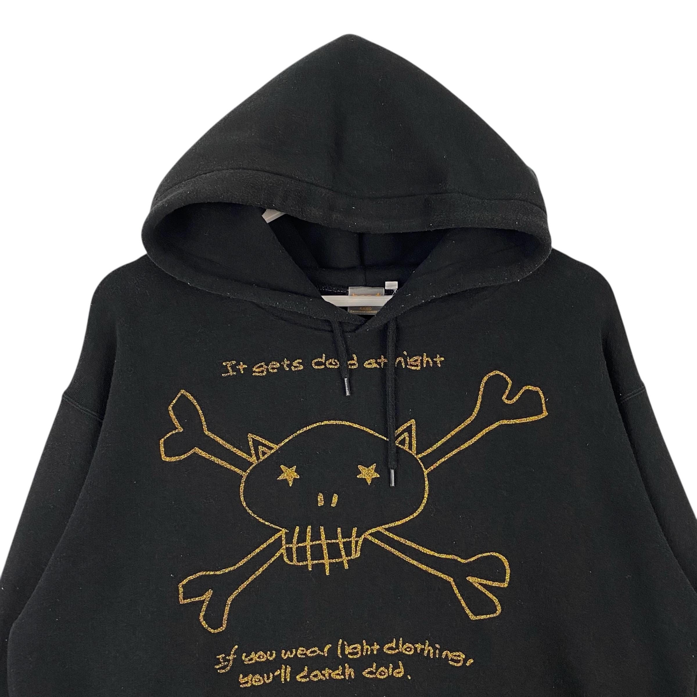 Vintage Brat Skull Japan Hoodie Sweater Black Pullover Jumper Size