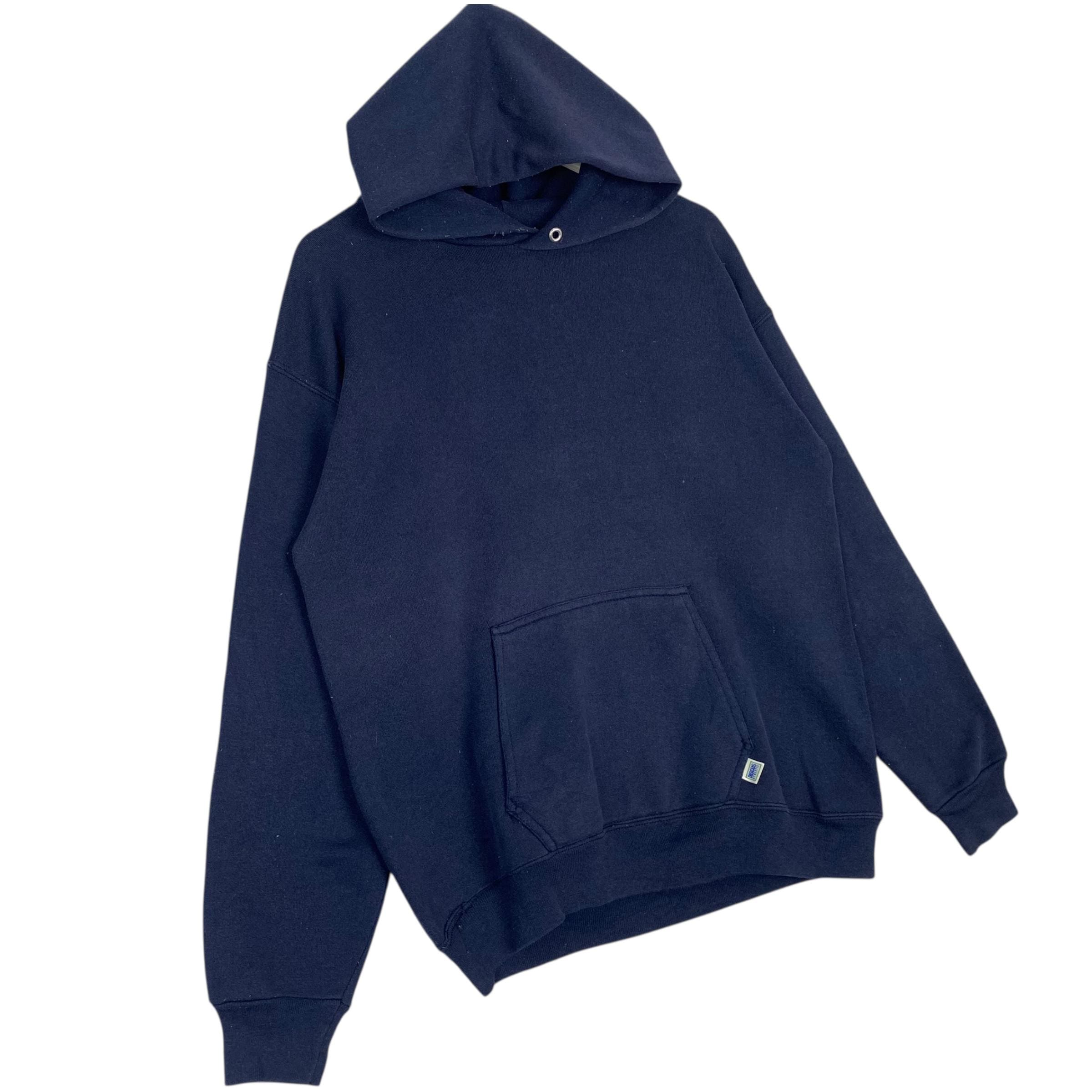 Vintage Discus Athletic Hoodie Big Printed Navy Blue Pullover