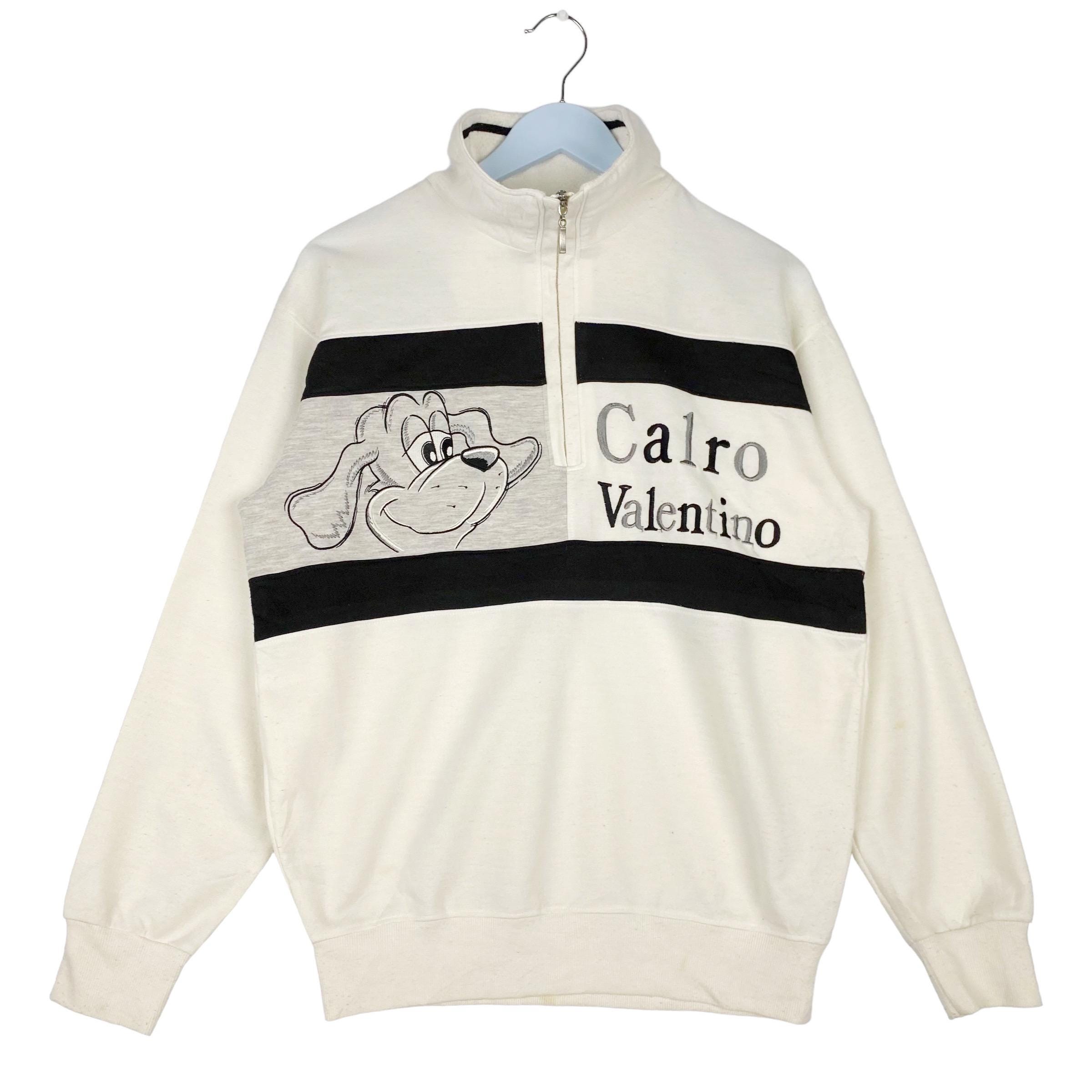 Vintage Carlo Valentino Embroidered Quater Zip Sweatshirt Black