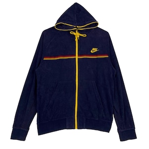 Vintage Nike Full Zip Small Embroidered Logo Hoodie Navy Blue Size L