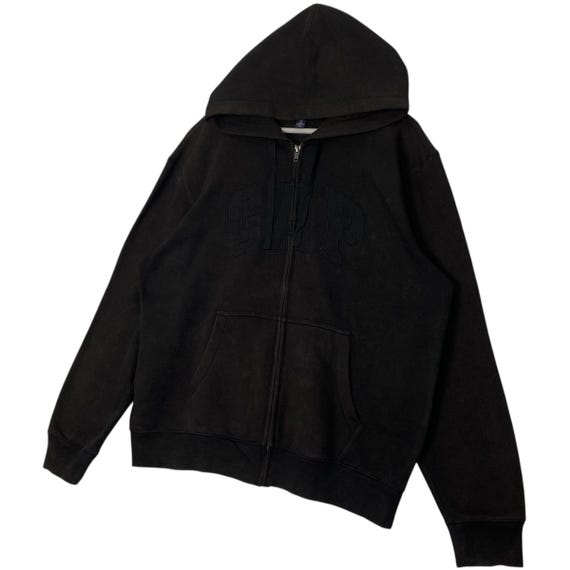 Vintage Gap Hoodie Big Logo Sweater Black Pullover Jumper Size L