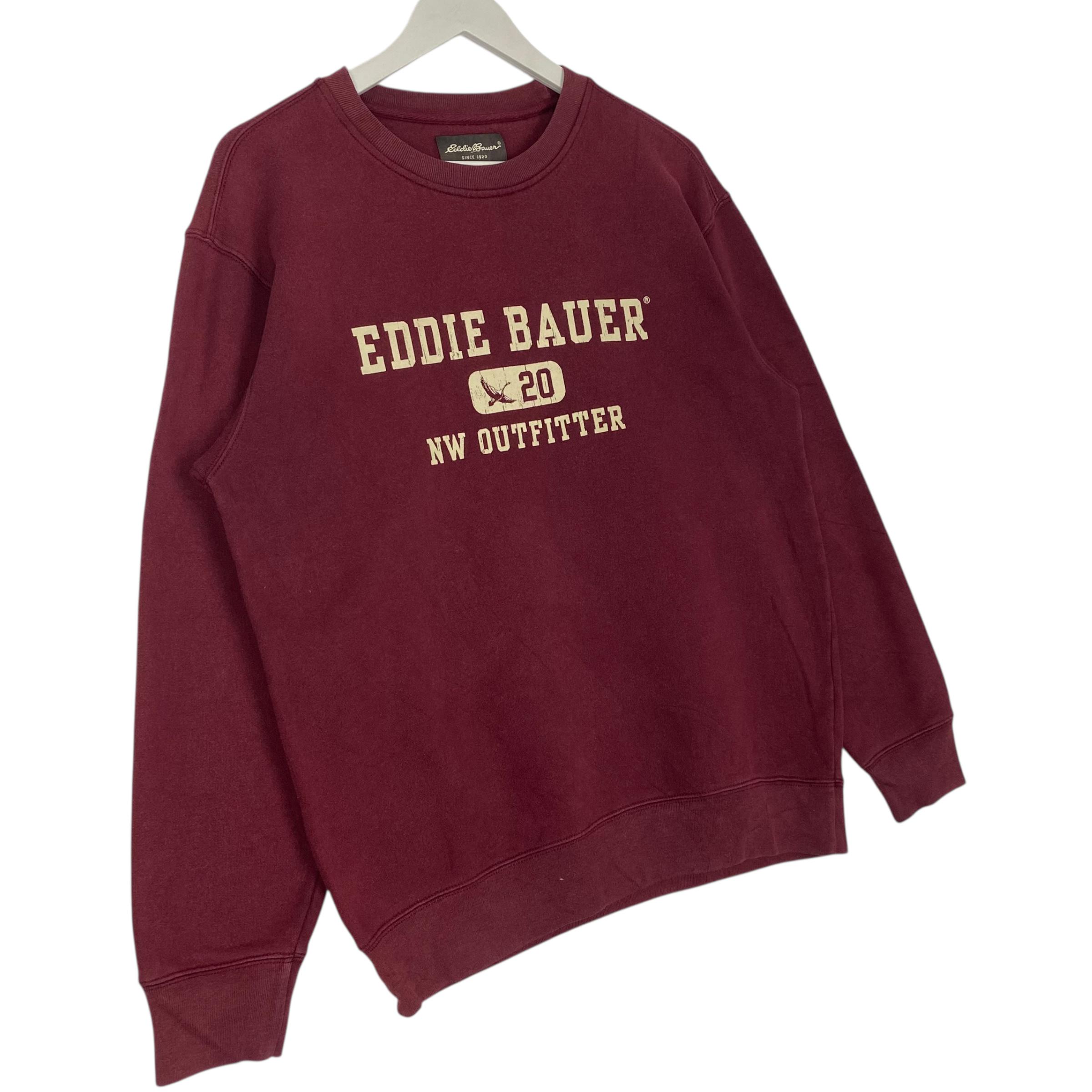 Vintage Eddie Bauer Sweatshirt Crewneck Big Logo Maroon Pullover 