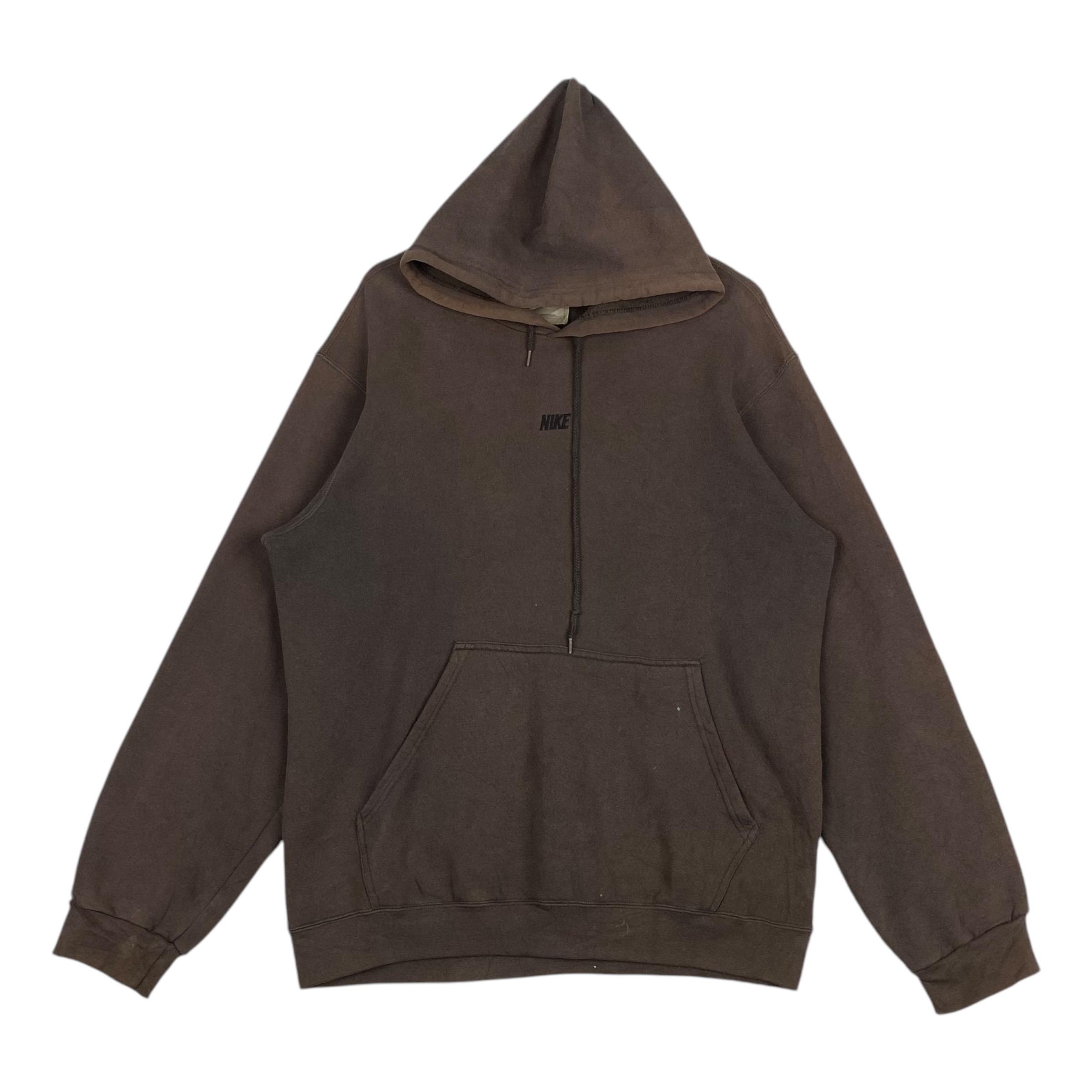 nike vintage oversized hoodie in washed brown