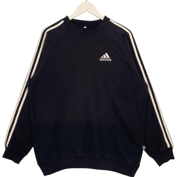 ウェア 90s adidas black pullover Vintage 90s Adidas Sweatshirt Crewneck Black Pullover Jumper Size