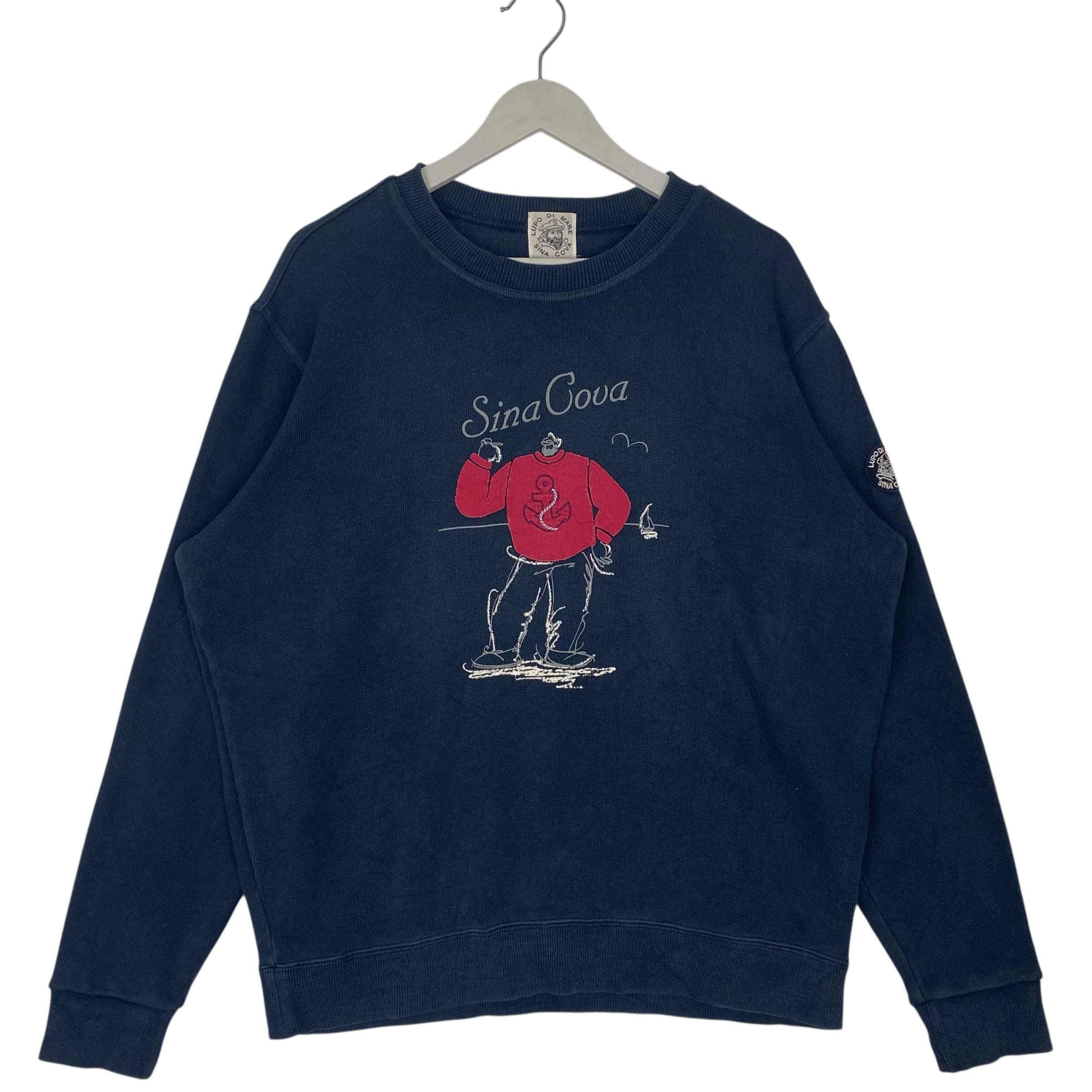 Vintage Lupo Di Mare Sina Cova Sweatshirt - Big Logo Blue Pullover