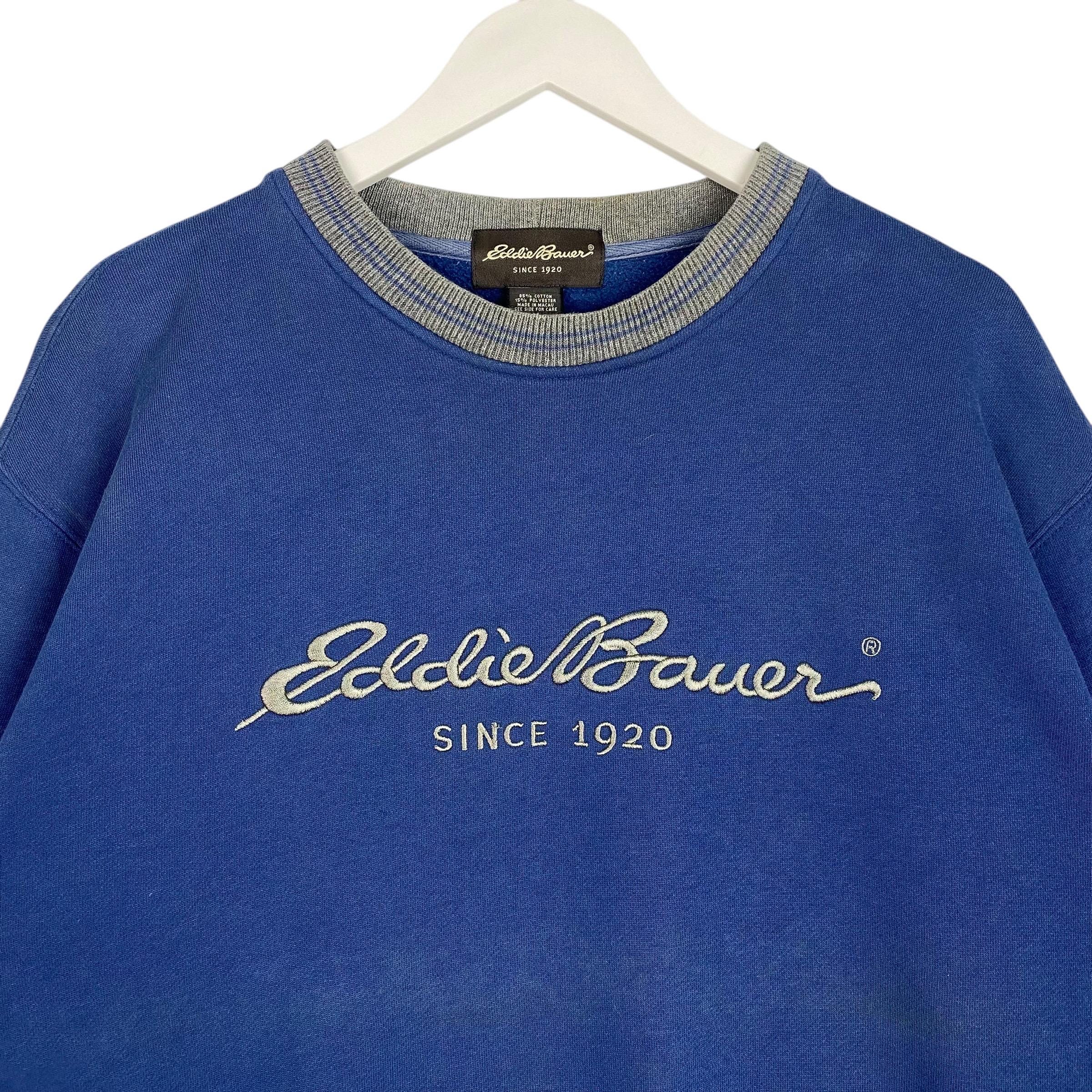 Vintage Eddie Bauer Embroidered Crewneck Sweatshirt Blue Pullover 