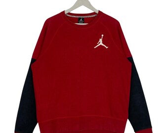 Vintage Nike Air Jordan Liten Logotyp Broderad Rund Hals Tröja Röd Pullover Tröja Storlek M