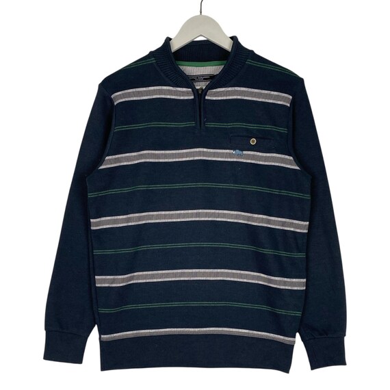 Vintage Kansai Yamamoto Quater Zip Sweatshirt Navy Blue Pullover 