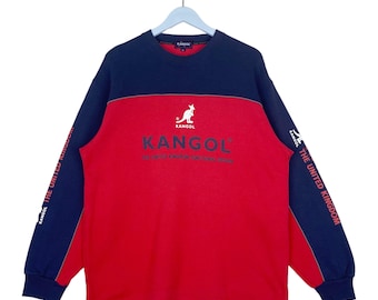 Vintage Kangol-sweater met groot logo trui ronde hals maat XL